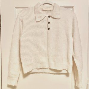 Micaela Greg Alpaca Henley Sweater with Unique Knit Pattern